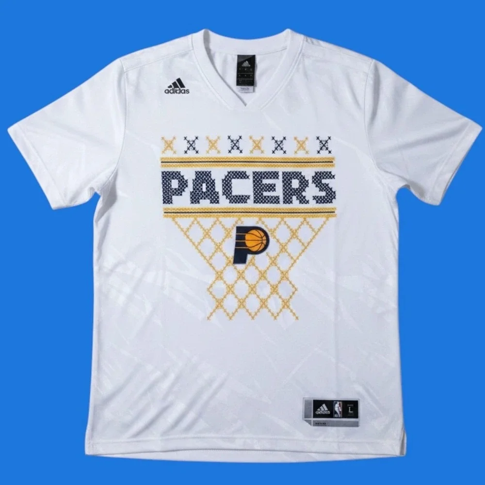 Adidas Indiana Pacers NBA Shirt Mens Large White Christmas Day Shooting Jersey